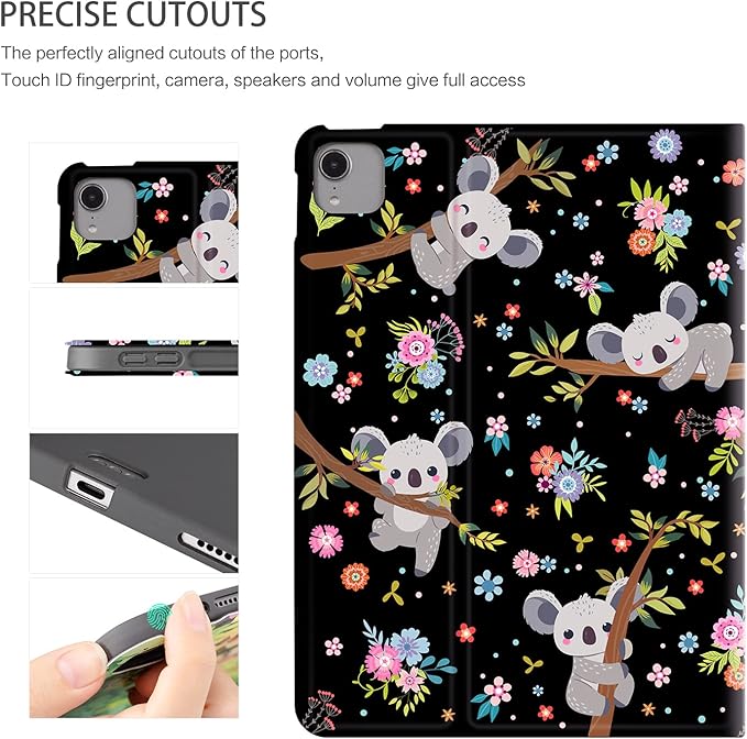 Case for iPad Air 11 Inch M3/M2 (2025/2024), iPad Air 5th/4th Generation 10.9 Inch Case 2022/2020, iPad air 11-inch case Multi-Angle View Adjustable Stand with Auto Wake/Sleep, Flower Sloth