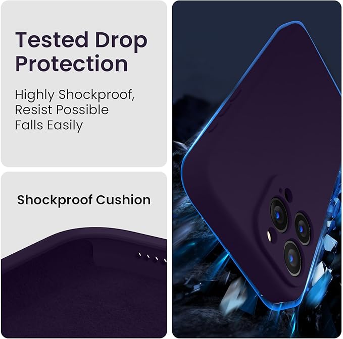 FireNova Designed for iPhone 15 Pro Case, Silicone Upgraded [Camera Protection] Phone Case with [2 Screen Protectors], Soft Anti-Scratch Microfiber Lining Inside, 6.1 inch, Purple