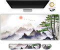 AIMSA Large Gaming Mouse Pad Set, Keyboard Wrist Rest Support + Extended Mouse Pad + Mouse Wrist Cushion + Coaster, Ergonomic Memory Foam Desk Mat 35x15.7in Anti-Slip Base (Pine Tree Mountains)