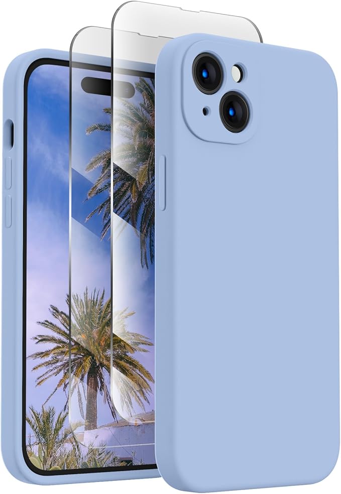 FireNova Designed for iPhone 15 Case, Silicone Upgraded [Camera Protection] Phone Case, Soft Anti-Scratch Microfiber Lining Inside, 6.1 inch, Light Blue
