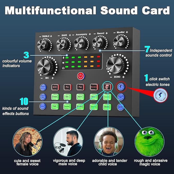 Podcast Equipment Bundle for 2, V8s DJ Mixer Voice Changer with BM-800 Podcast Microphone Bundle - Studio Condenser Microphone Perfect for Podcasting, Recording, Singing, Streaming and Gaming
