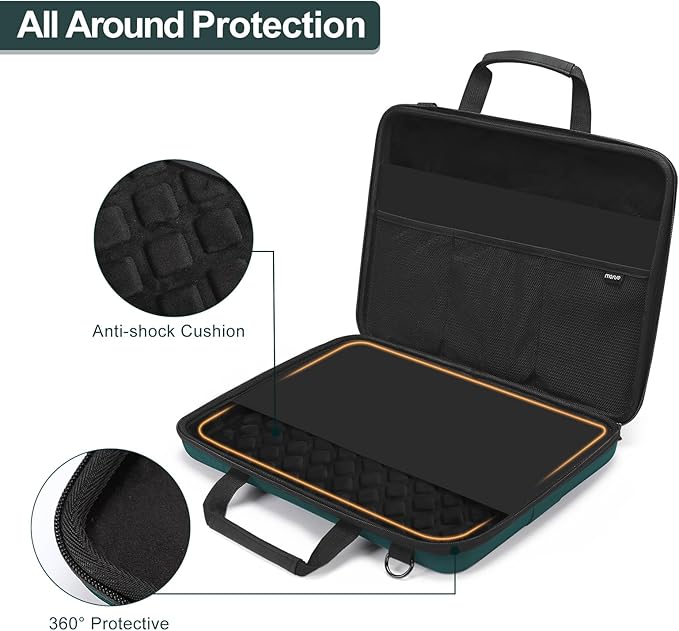 MOSISO Laptop Bag for Men,13-14 inch Computer Bag Compatible with MacBook Neo 13 /Air 13.6 / Pro/Air 13, HP, Dell, Lenovo, Asus, Hard Shell Laptop Case with Front Pocket&Shoulder Strap, Teal Green