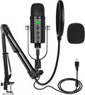 USB Microphone Condenser Computer PC Gaming Mic Podcast Microphone Kit for Streaming,Recording,Vocals,ASMR,Voice,Cardioid Studio Mic for Phone/Pad/Android/MAC/Laptop/PS4/USB C Phone,YouTube