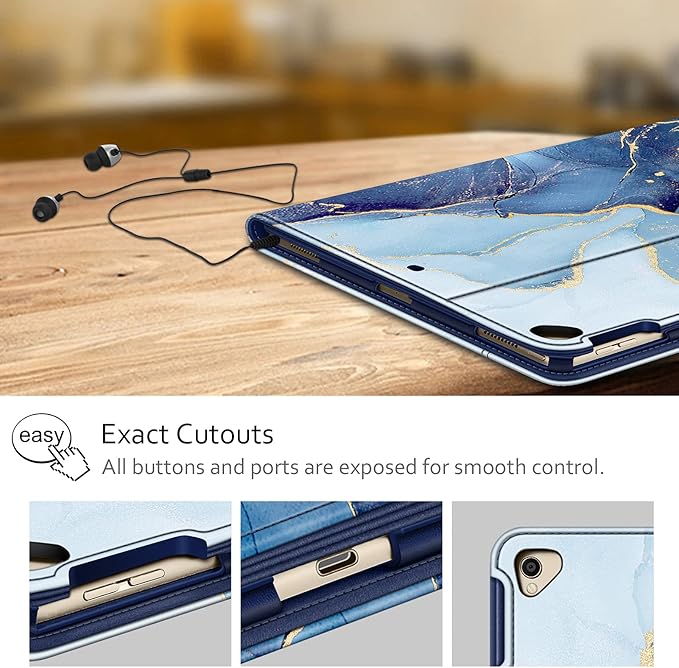 Fintie Multi-Angle Case, 2017/2015 iPad Pro 12.9 inch (Old Model) 1st & 2nd Gen Case - [Corner Protection] Folio Stand Cover with Pencil Holder & Pocket, Auto Wake/Sleep, Ocean Marble