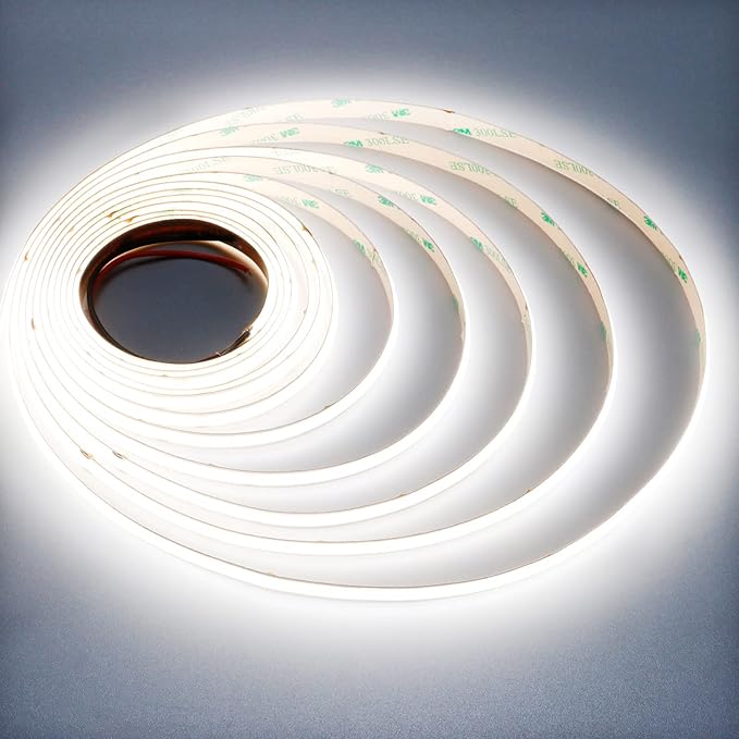 JOYLIT 24V COB LED Strip Lights 16.4ft 5000K Daylight White 550LM/FT Super Bright CRI 95+, UL Premium 2400LEDs Dotless Dimmable Adhesive Tape Light 90W for Commercial, Industrial, Residential