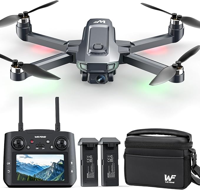 Drones with Camera for Adults 4K, WF33 GPS Foldable FPV Drone with 4.5" LCD Screen on Controller, Under 249g, Brushless Motor, Return Home, 5G Transmission, 40 Mins Flight Time, 8GB Card