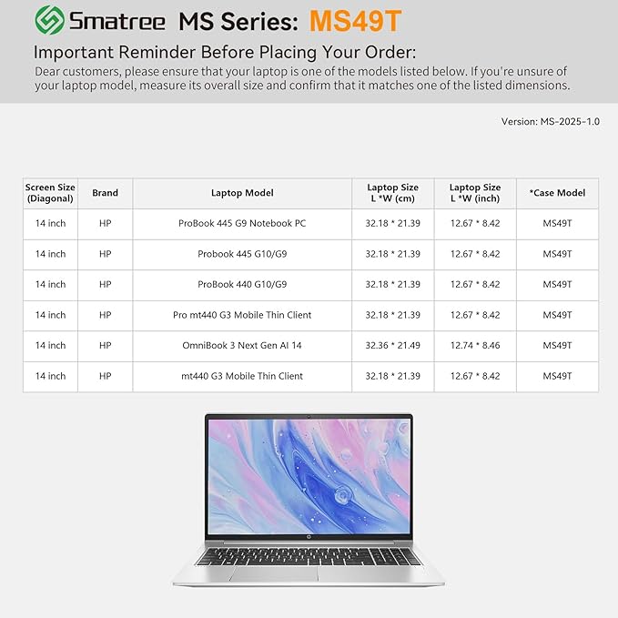 Smatree MS49T Hard EVA Protective Sleeve Case with Stand Compatible for 14 inch HP OmniBook 3 Next Gen AI 14, for HP ProBook 440/445 G10/G9, for 14inch Pro mt440 G3 Mobile Thin Client Laptop, Green