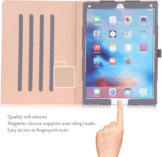 ProCase for iPad Pro 12.9 2017/2015 Case (1st & 2nd Generation), Stand Folio Case Cover for iPad Pro 12.9 Inch (Old Model 2017/2015), with Multiple Viewing Angles, Pencil Holder -Gray
