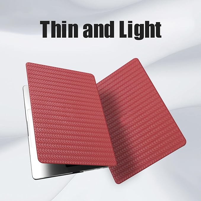 DTangLsm for MacBook Pro 14 inch Case 2026 M5, 2025-2021 M4 M3 M2 M1 A3427 A3426 A3434 A3401 A3185 A3112 A2992 A2918 A2779 A2442, Woven Textured Leather Hard Logo Cutout Case+Keyboard Cover, Burgandy