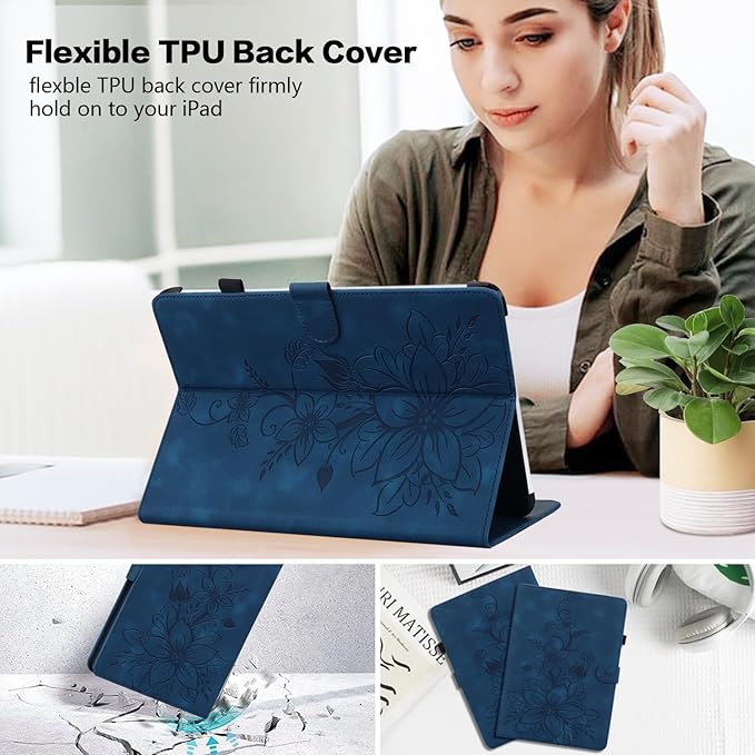 Case for iPad Air 13 Inch M4/M3/M2 (2026/2025/2024), Auto Wake/Sleep Supports Pencil Pro and Pencil(USB-C) Magnetic Multi-Angle Viewing Clasp Cover, Blue