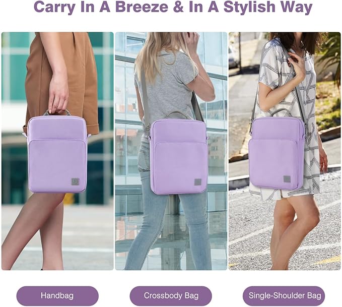 Dadanism 13 Inch Tablet Sleeve Bag with Shoulder Strap & Handle for New iPad Air 13" M4/M3 2026/2025, iPad Pro 13" M5/M4 2025/2024, iPad Pro 12.9", Galaxy Tab S10+/S9 FE+/S9+ 12.4", Grey Purple