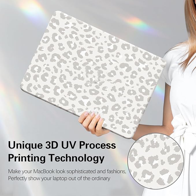 Funut for MacBook Air 13 inch Case M5 M4 M3 M2 2026 2025-2022 A3449 A3240 A3113 A2681, Funut Plastic Laptop Hard Shell Case & Keyboard Cover for M2 M3 M4 M5 MacBook Air 13 inch,Leopard Print