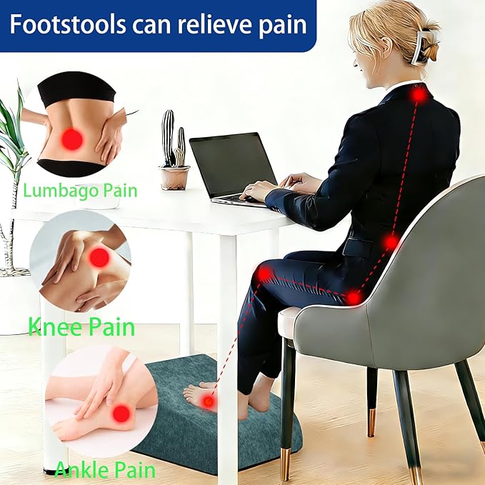 Foot Rest for Under Desk at Work, Ergonomic Under Desk Footrest with Washable Cover for Office, Home & Gaming Leg Elevation Pillow Green