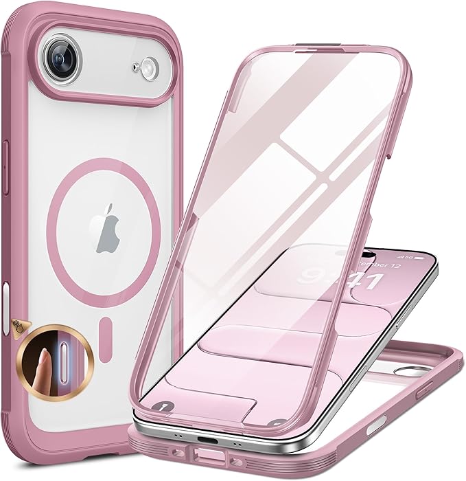 Miracase Magnetic for iPhone Air Case 6.5" [Compatible with MagSafe] Full-Body Phone Case with Built-in Glass Screen Protector & Camera Control,Drop Proof iPhone 17 Air Case Cover, Lilac