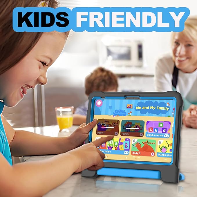 YIHE Kids Case for iPad (A16) 11th Generation 11 Inch 2025 & iPad 10th Generation 10.9 inch 2022, with Built-in Screen Protector and Handle Stand, Full Body Shockproof Protective Cover, BlackBlue