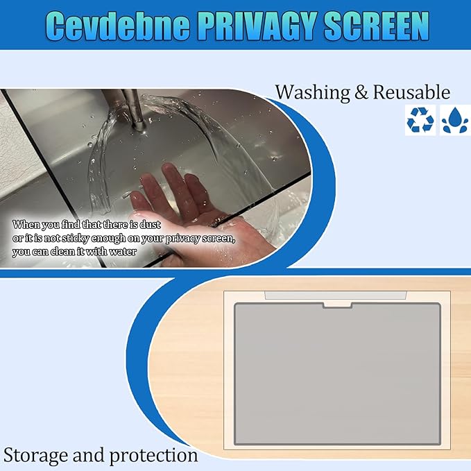 Nano-Suction Privacy Screen Protector for MacBook Air 13.6 Inch (2022-2025,M2, M3,M4) Removable Laptop Privacy Screen Shield