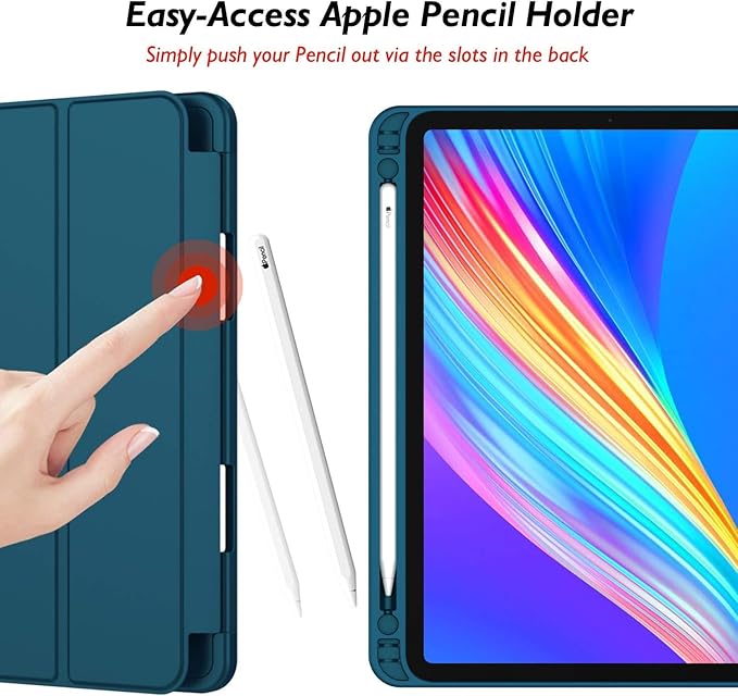 iMieet Case for iPad Pro 11 Inch (M5) 2025 /(M4) 2024 5th Gen, Trifold Stand Smart Cover with Pencil Holder and Soft TPU Back, Auto Wake/Sleep (Teal)