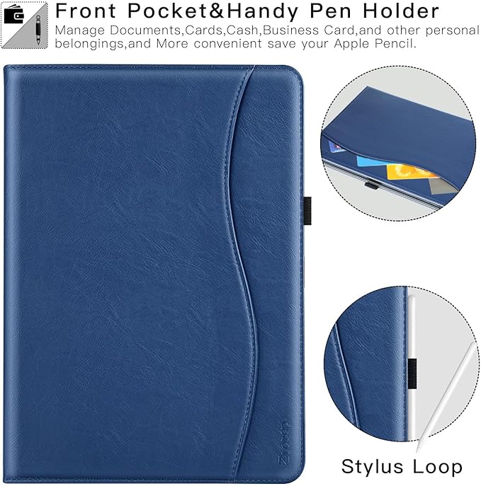 ZtotopCases for iPad Pro 12.9 6th/5th/4th/3rd Generation Case 2022/2021/2020/2018, Premium PU Leather Folio Cover, Auto Wake/Sleep, Multi Viewing Angles, Supports Pencil Pro and Touch ID, Blue