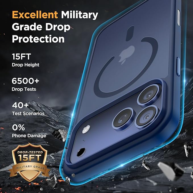 Miracase Magnetic for iPhone 17 Pro Case 6.3", Camera Control, [Compatible with MagSafe] [Screen Protector] Military-Grade Protection, Anti-Fingerprint, Slim Thin Phone Case, Dark Blue