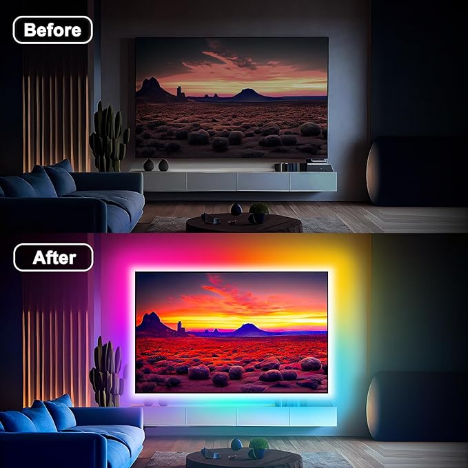 Daymeet RGB 9.84ft LED Strip Lights for 32-43in TV, Dreamcolor Music Sync TV Backlight Color Changing, APP Remote Control for Home Gaming Room & Xmas Decor