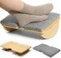 Bamboo Under Desk Foot Rest with Washable Cushion,Foldable Ergonomic Foot Stool,Rocking Footrest for Under Office Desk, Desk Leg Rest for Home Office (Natural Color)