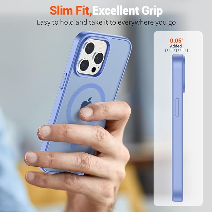 SUPFINE Magnetic for iPhone 14 Pro Case (Compatible with MagSafe) (Military Grade Drop Protection) Slim Translucent Matte Shockproof Phone Cover,Blue Purple