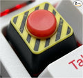 Artisan Custom ESC Keycap for MX Mechanical Keyboard - 2 Pack Emergency Red Panic Button for PC Gaming Keyboard with Hazard Stripe Design, Universal 1u Keycap fits Cherry MX Switches