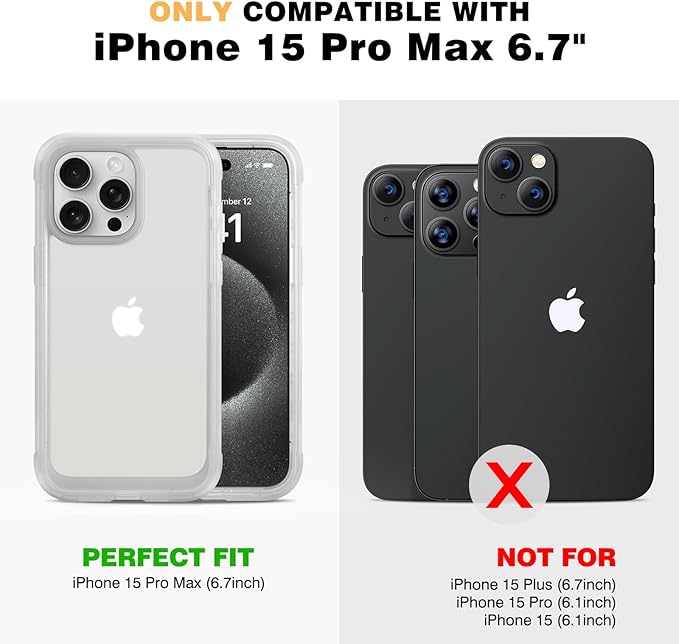 Diaclara Magnetic Designed for iPhone 15 Pro Max Case Full Body Bumper,[Compatible with MagSafe] Military Drop Proof Cover with Built-in Touch Sensitive Anti-Scratch Screen Protector,Frosted Clear