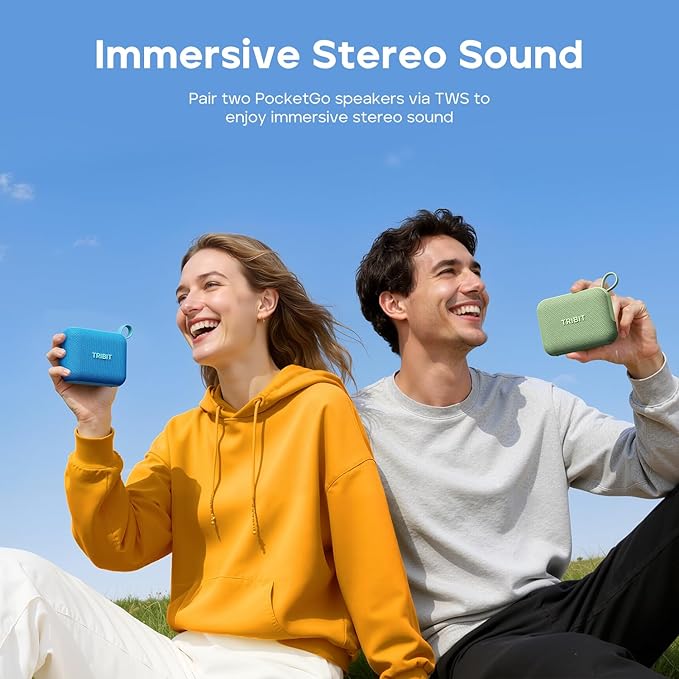 Tribit PocketGo Bluetooth Shower Speaker, IP68 Waterproof/Dustproof, Portable Speaker with 20H Playtime, Wireless, BT6.0, Supports TF Card, Electronics for Travel/Outdoors/Home (Green)