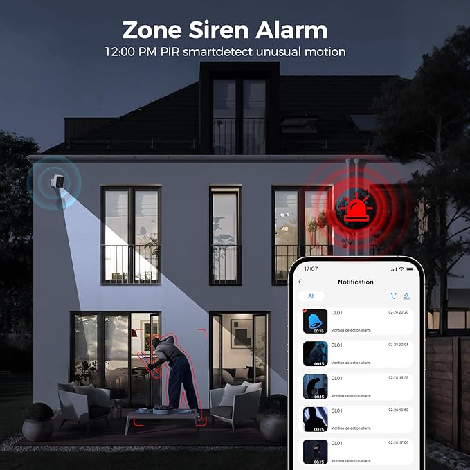 4K Security Cameras Wireless Outdoor, Battery Security Camera, 8MP Color Night Vision, No Monthly Fees, AI Detection, PIR Detection, Alexa & Google Assistant, Easy Setup, 2.4 GHz Wi-Fi, IP67