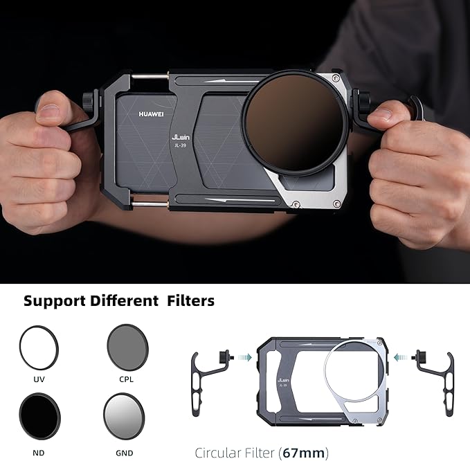 Universal Phone Cage Video Kit Stabilizer W/Handles + 67mm Thread Filter Adapter Rig for iPhone 17 16 15 14 Pro Max Samsung Cell Phone Vlog Live Stream Filmmaking, with Cold Shoe Tripod Mount