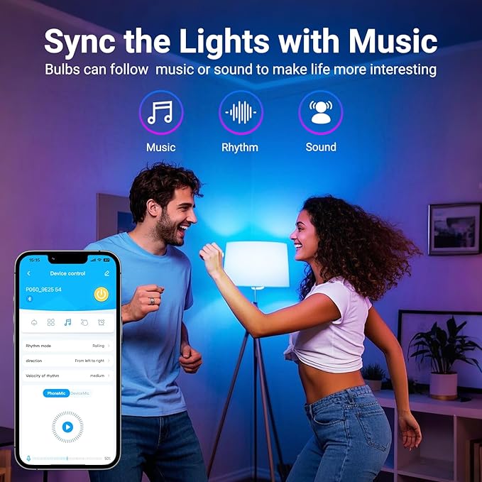 TJOY 10 Pack Smart Alexa Light Bulbs, RGB Bulbs Compatible with Alexa &Google Assistant,Color Changing Light Bulb, 9W(60W Equivalent), A19 E26 800LM, 2.4Ghz WiFi only