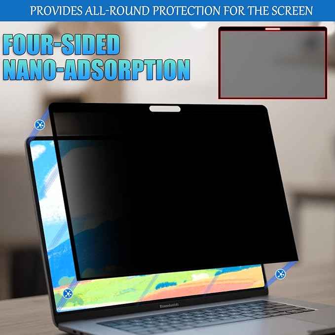Nano-Suction Privacy Screen Protector for MacBook Air 13 Inch (2018-2021, M1) Removable Laptop Privacy Screen Shield Ultra-Thin Design