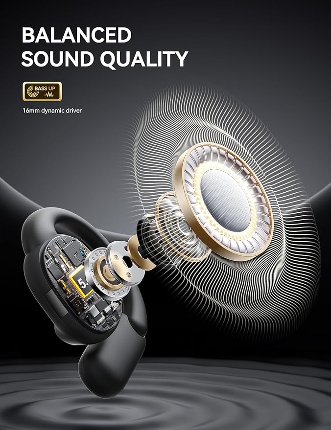 Open Ear Headphones Earbuds Wireless, 5.4 Bluetooth Ear Buds with Digital Display, Ultra-Comfort, Clear Calls, Powerful Sound, 50H Playtime, IPX4 Waterproof Sports Earphones for Running & Workouts