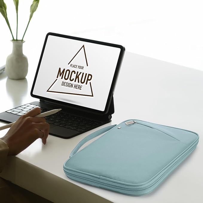 MoKo 9-11 Inch Tablet Sleeve Carrying Case with Handle, Padded Protective Travel Bag for New 11-inch iPad Air 4 2026/Pro M5/ A16, iPad 10th/Air 5/4th 10.9, i-Pad 9/8th 10.2,Tab S9/S8 11,Misty Blue