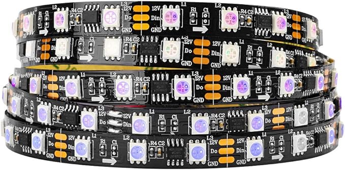 BTF-LIGHTING WS2811 IC RGB Addressable LED Strip Ultra Bright 5050 SMD RGB 60LED/m 20Pixels/m Multi-Colored Pixels Light Total 300LED 100Pixels 16.4FT 5m DC12V(No Adapter or Controller)