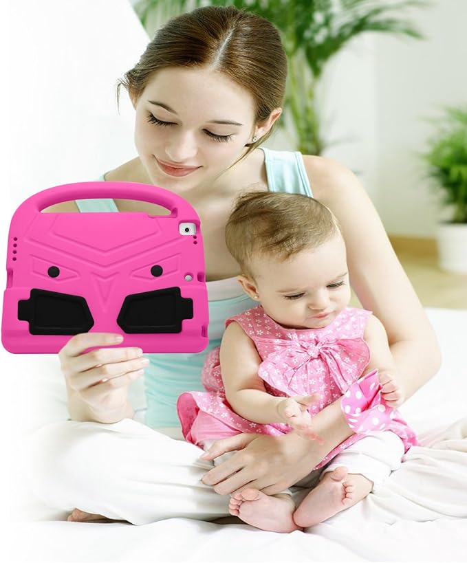 Kids Case for 7.9" iPad mini 5/Mini 4/Mini 3/Mini 2/Mini 1, Friendly Silicone Shockproof Cover with Handle Kickstand for Apple iPad mini 5th (2019), Mini 4th/ 3rd/ 2nd/1st Generation, Pink