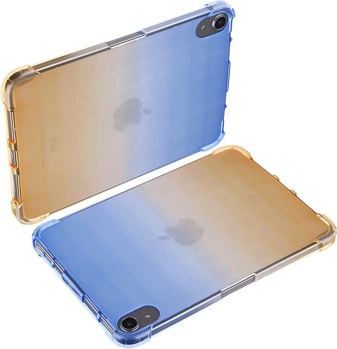 for iPad (A16) 11th Generation 11" 2025 & iPad 10th Generation Case 10.9 inch 2022, Lightweight Thin Translucent Soft TPU Back Shockproof Matte Clear Silicone Gradient Shell, Blue & Yellow
