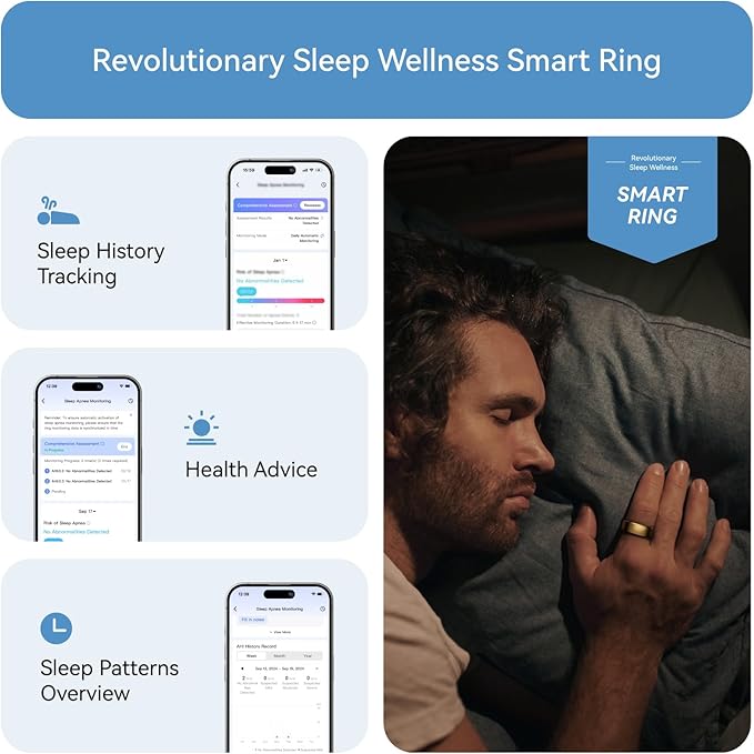 RingConn Gen 2, World’s First Smart Ring with Sleep Apnea Monitoring, No APP Subscription, 12-Day Battery Life, Stress/Heart Rate/Women's Health Tracker, Android & iOS Compatible (Rose Gold, Size 9)
