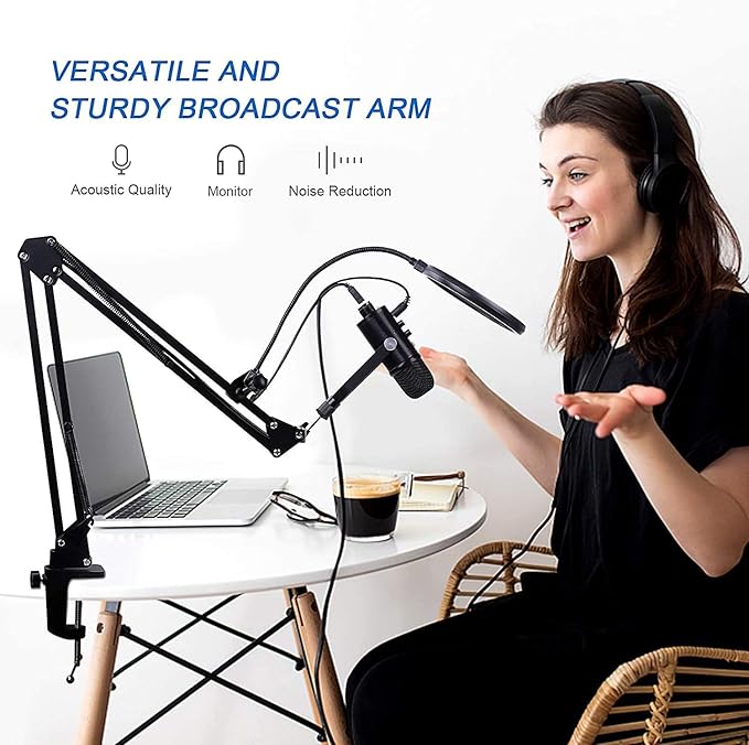 USB Microphone Condenser Computer PC Gaming Mic Podcast Microphone Kit for Streaming,Recording,Vocals,ASMR,Voice,Cardioid Studio Mic for Phone/Pad/Android/MAC/Laptop/PS4/USB C Phone,YouTube