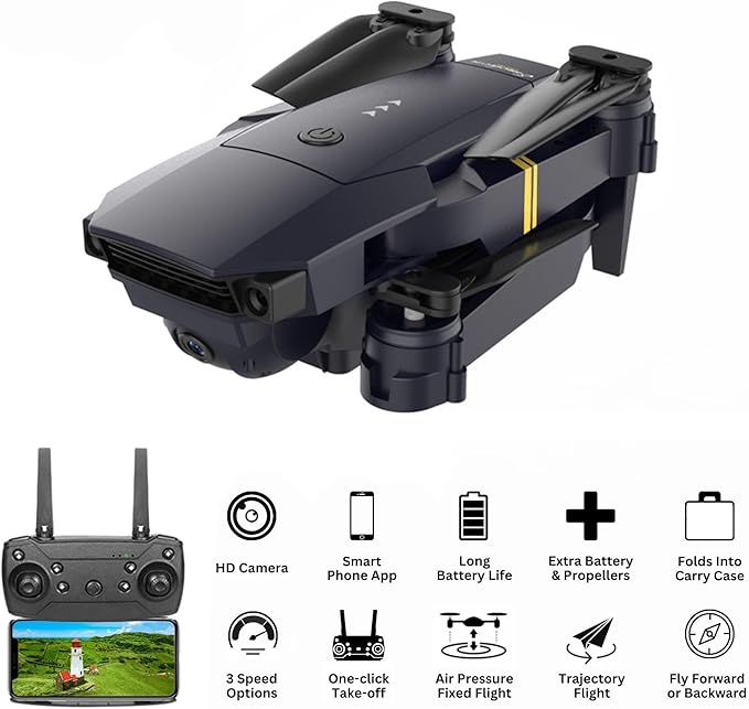 Black Falcon 4k Drone with Camera and Ulti Charge Phone Charger - Pro 65W Bundle
