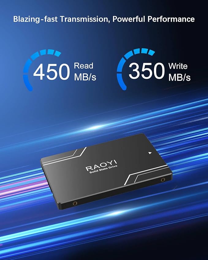 RAOYI 128GB Internal SSD SATA III 2.5” Solid State Drive 3D NAND Flash Advanced SSD Hard Drive Up to 450MB/s SATA 3 SSD Upgrade Performance for PC Laptop