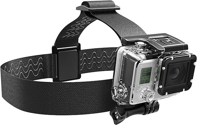 Reflex Camera Head Mount Compatible with GoPro Hero 13/12/11/10/9/8/7/6/5/4/3 & DJI Osmo Action Cameras. Adjustable Head Strap - Perfect GoPro Head Mount