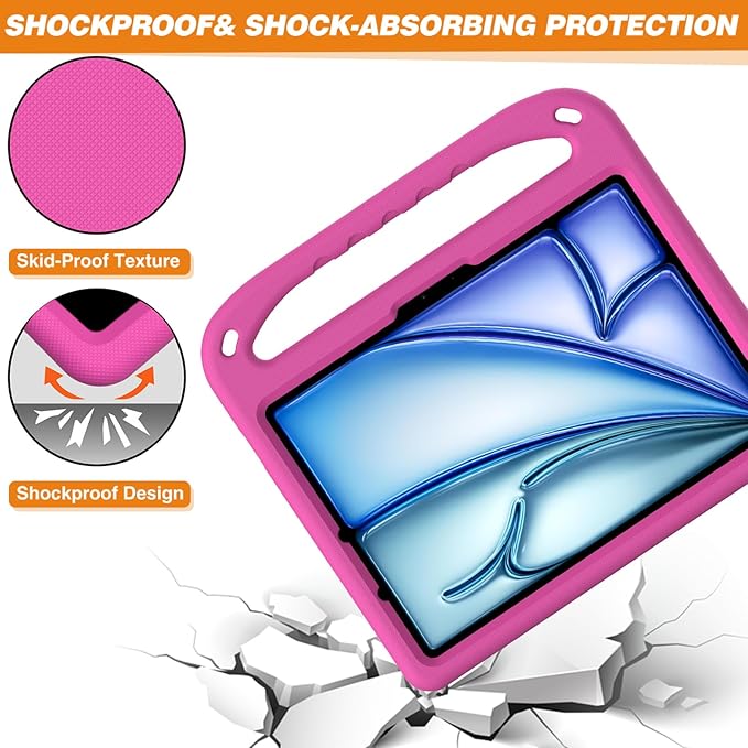 Dteck Case for iPad Air 5th/4th Generation(2022/2020), iPad Pro 11 Case 2022/2021/2020/2018, Shockproof Protective Handle Stand Pencil Holder Kids Case for iPad Air 5/4 10.9" & iPad Pro 11",Rose