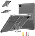 Clear Stand Case for iPad Pro 12.9 Inch 6th/5th/4th/3rd Generation (2022/2021/2020/2018) with Pencil Stylus Pen Holder/Kickstand Soft TPU Back Transparent Shockproof Lightweight Cover, Clear