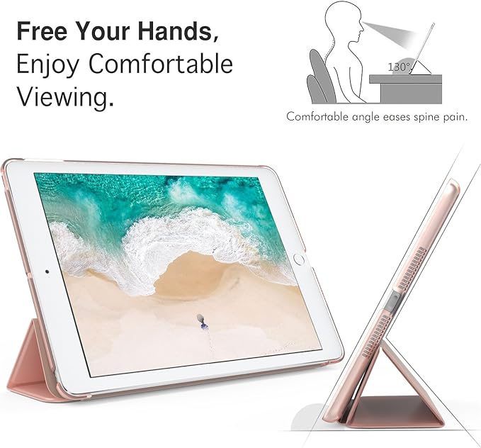 MoKo Case Fit New iPad Air (3rd Generation) 10.5" 2019/iPad Pro 10.5 2017 - Slim Lightweight Smart Shell Stand Cover with Translucent Frosted Back Protector - Rose Gold (Auto Wake/Sleep)