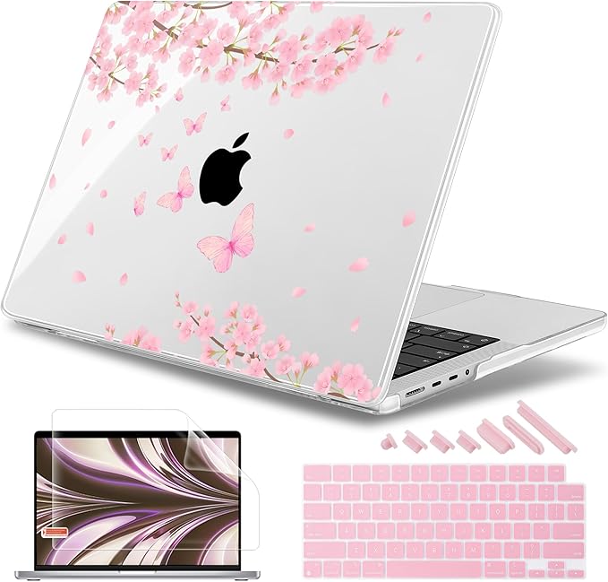 May Chen for 2026 MacBook Pro 14-inch M5 M4 M3 M2 M1 Pro/Max Chip, Release 2026 2025-2021, Model A3427 A3426 A3434 A3112 A3401 A3185, Plastic Hard Shell with Keyboard Cover, Cherry Blossom