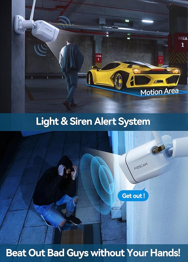 FOSCAM 3K 5MP Security Cameras Wireless Outdoor, 5GHz&2.4GHz WiFi Camera for Home Security, 120° FoV Outside Surveillance Cam, AI Human/Vehicle Detection, 66FT Color Night Vision, 120dB Siren, IP66