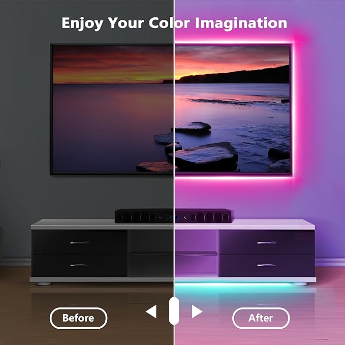 GANZQH Led Lights for Bedroom 100ft (1 Roll) Music Sync, Color Changing Led Strip Lights with Remote and App Control, RGB Led Lights for Room, Christmas, Home Decor, White, GAN-rgb005-3