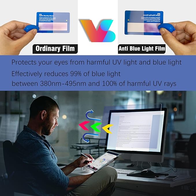 KEANBOLL Anti Blue Light Screen Protector Panel for 27 Inches Computer Monitor Blue Light Blocking Filter Anti Glare Shield for Desktop Computer - (Removable,No Need to Stick)